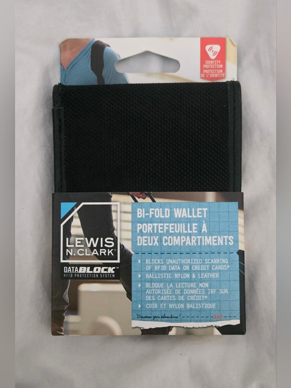 NWT Lewis N. Clark RFID-Blocking Ballistic Bi-Fold Wallet - Black